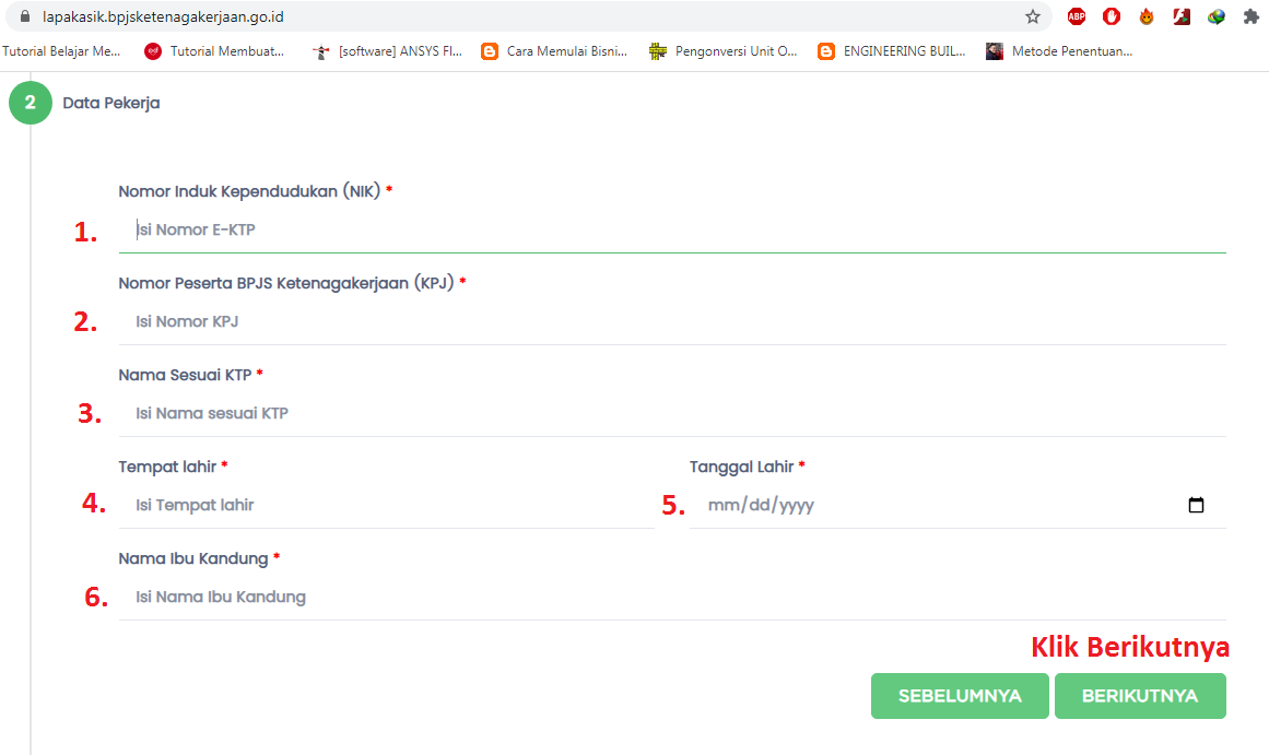 Form Isian Data Diri